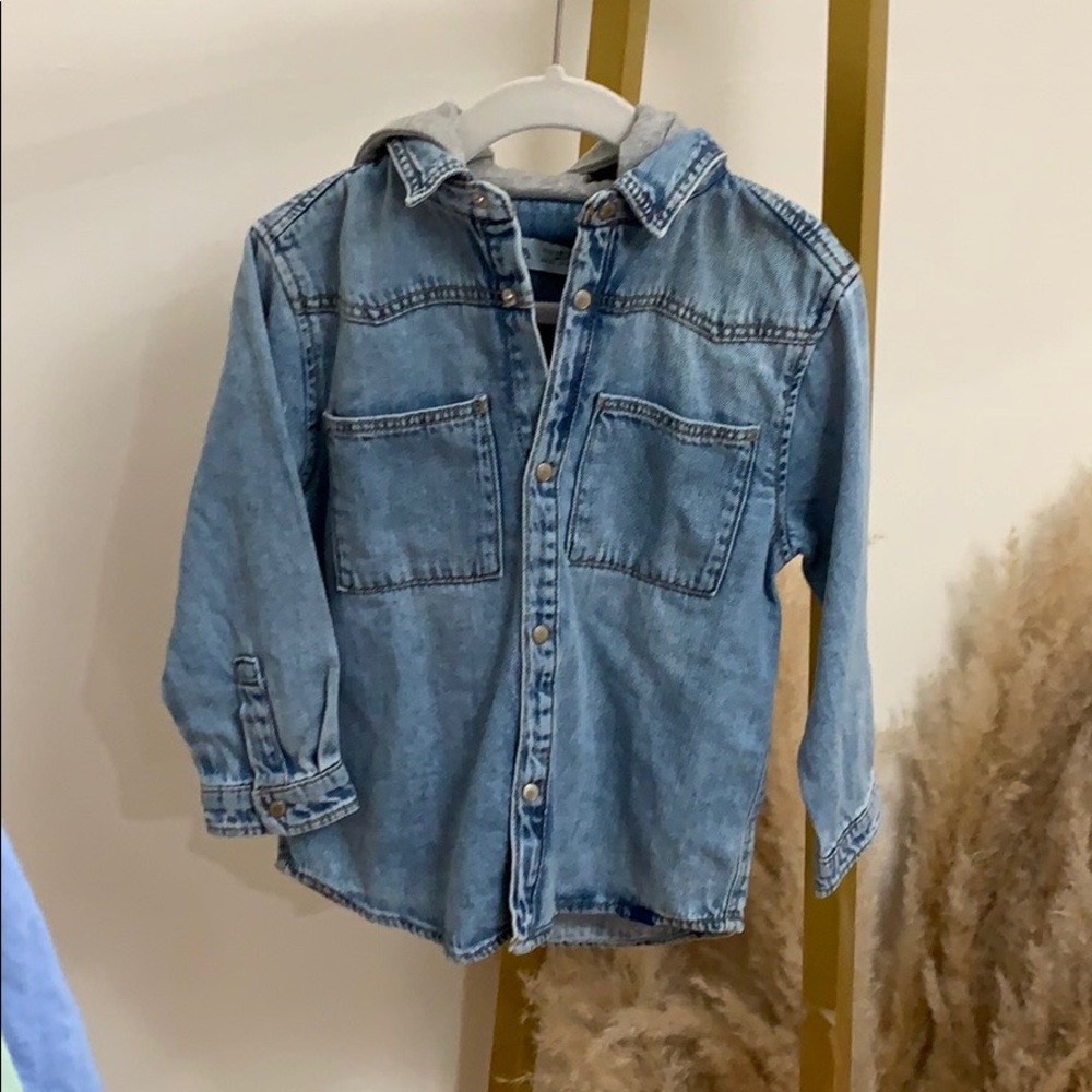 Jean button up with hood